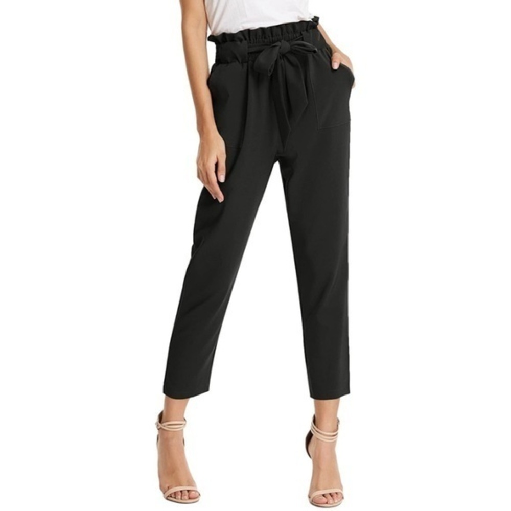 GRACE KARIN Cropped Paper Bag Waist Pants with Pockets